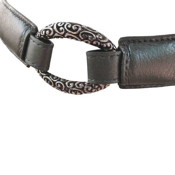 Brighton Charcoal Gray Leather Link Belt Ornate Silver Scroll Hardware Size 36 main image 6